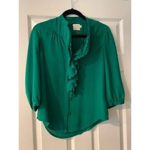 Anthropologie green top 3/4 sleeve